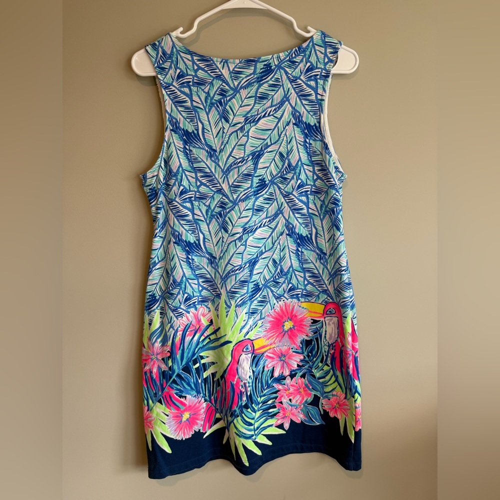 Lilly Pulitzer Harper Bennet Blue Lets Mango French Terry Stretch Shift Dress M - Picture 6 of 11